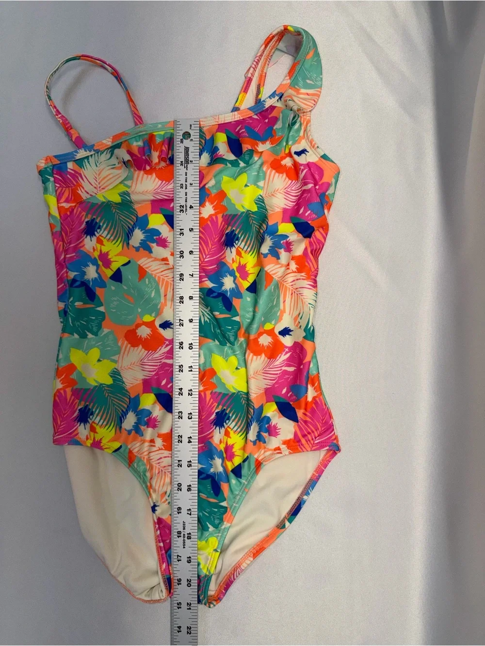 Cat & Jack Girls One‑Shoulder Swimsuit | Tropical Print | XL 14/16 | GUC
